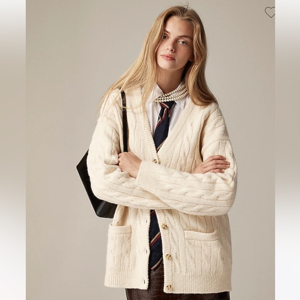 NEW J.Crew Relaxed cable-knit cardigan sweater